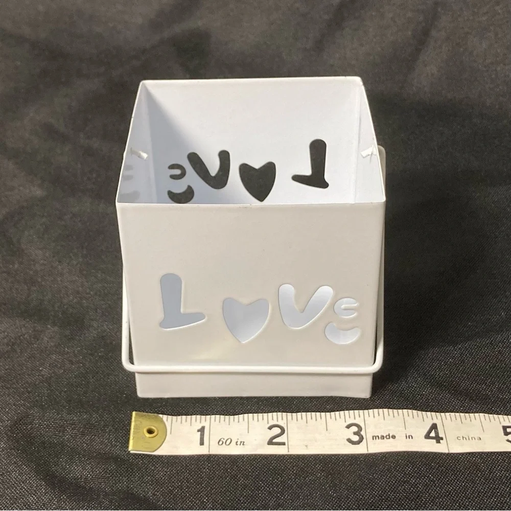 ⭐️ Target Valentine’s Day Metal Square Pail Love Cut-Out 3” x 3” Candle Holder